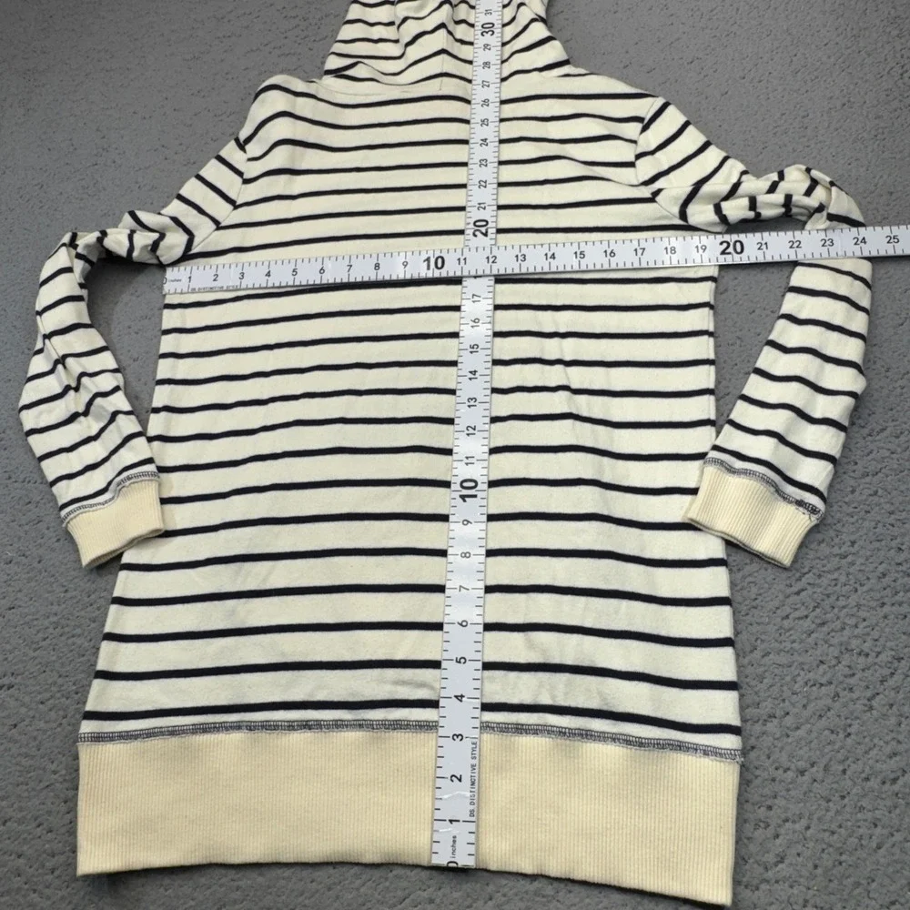 Tory Burch Sweater Womens Small Blue Striped Funnel Neck Pullover French Terry